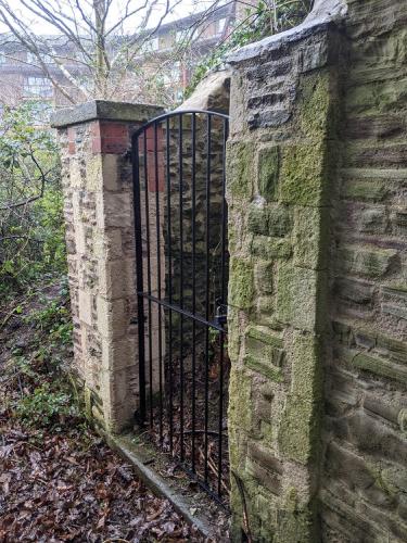 Woodland Trust Rebuilt gateway pillar with new gate